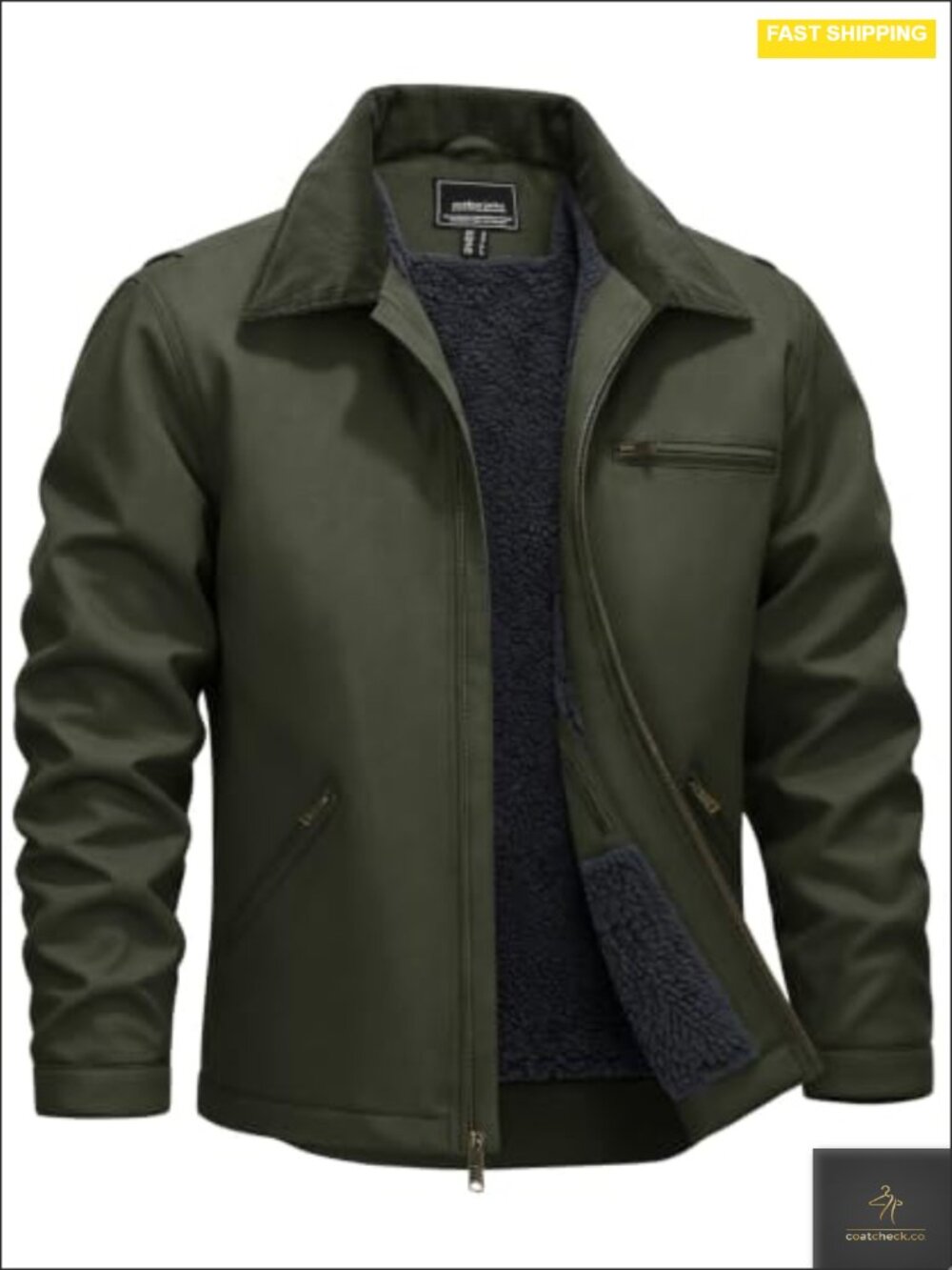 Men's Heavy Winter Work Jacket Sherpa-Lined Insulated Cotton Canvas Coat